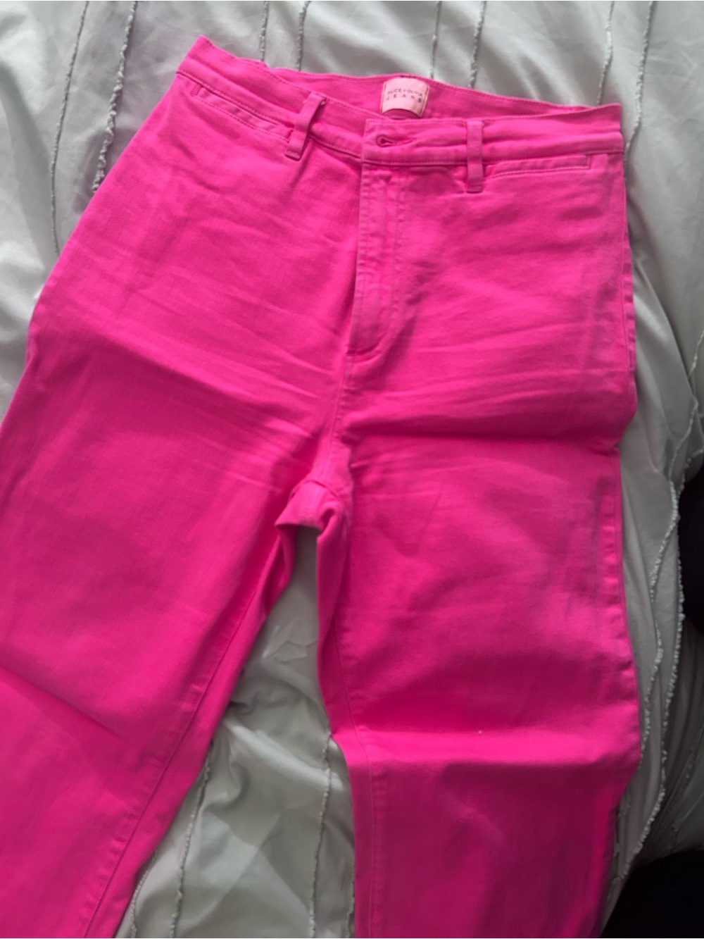 Alice + Olivia Hot Pink High-Rise Wide Leg Jeans